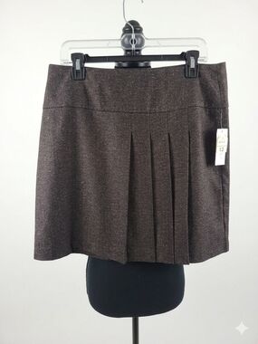 Moda Shimmery Dark Brown Pleated Mini Skirt